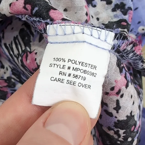 Notations | Purple Patterned Floral Lightweight Button Down Shirt Size M - Picture 9 of 11